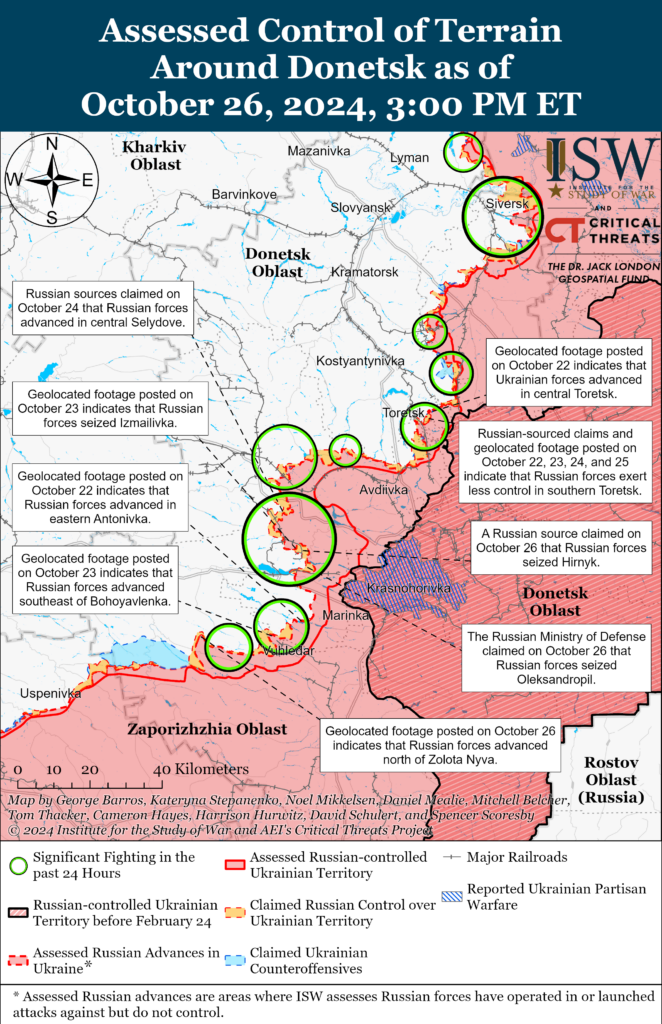 мапа бойових дій, карта бойових дій, ситуація на фронті, інститут вивчення війни, російська окупація, ЗСУ, Сили оборони України, Донецьк, Донеччина