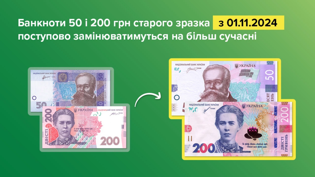 гривня, українська валюта, обмін валют, гроші, НБУ, українські банки, 50 гривень, 200 гривень