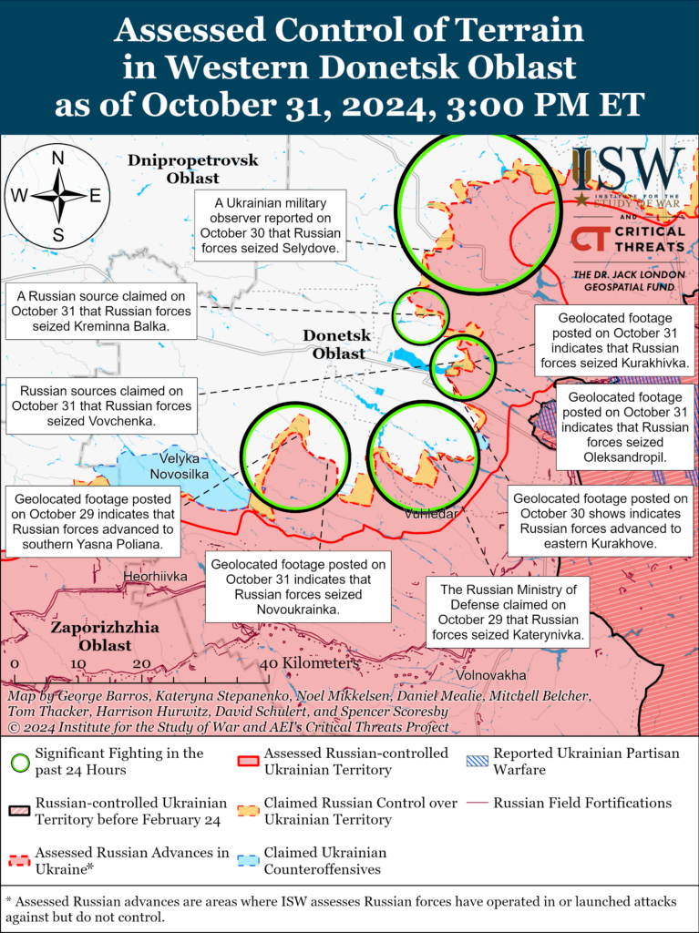 Мапа бойових дій на Донеччині від ISW